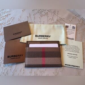 Burberry Brown and Black Key Card Holder with Iconic Nova Check
